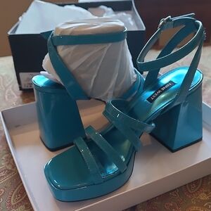 Nine West Blue Platform Strappy Sandals NEW